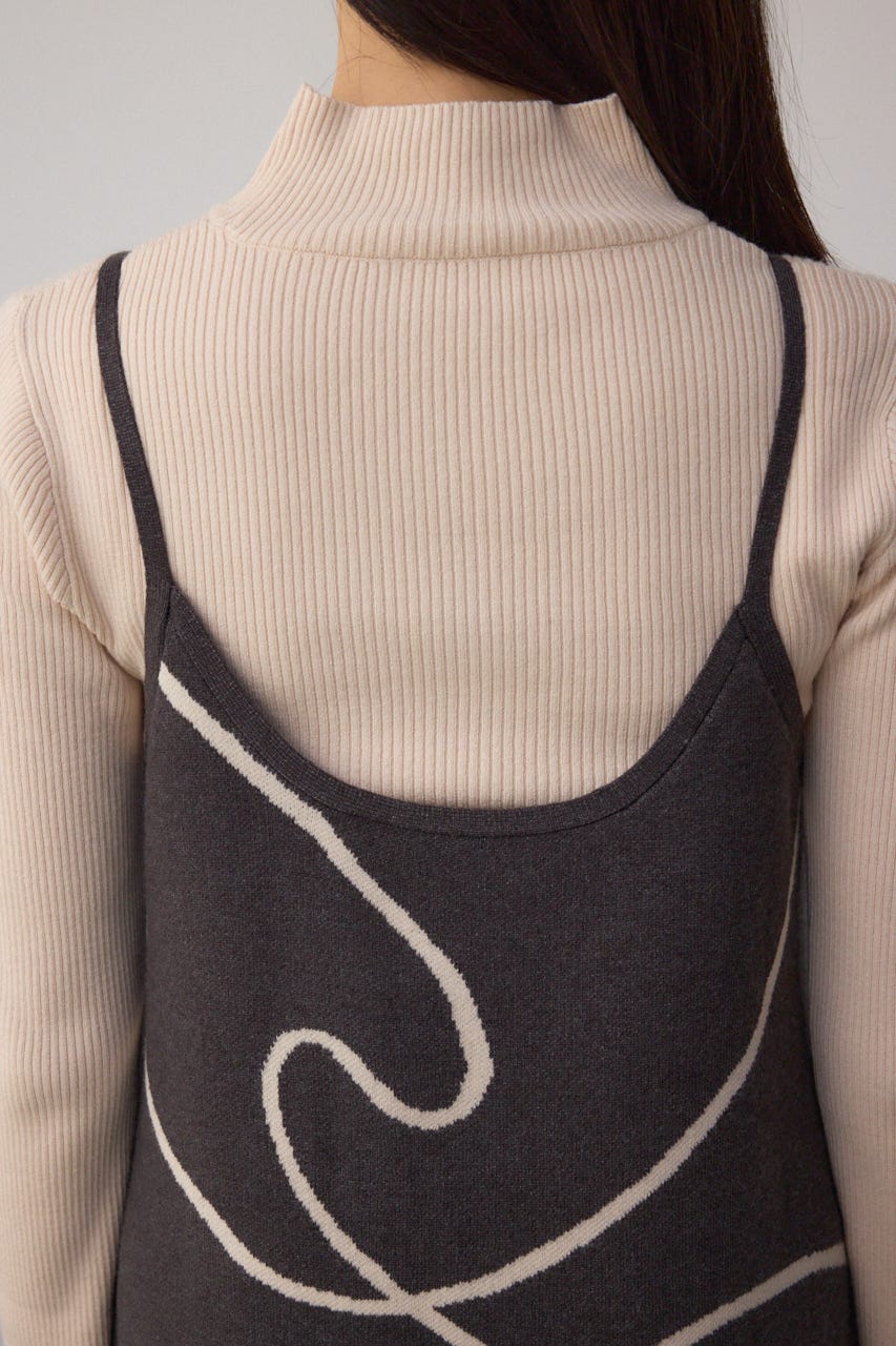 【セットアイテム】ライン柄ニットキャミワンピセット C.GRY M