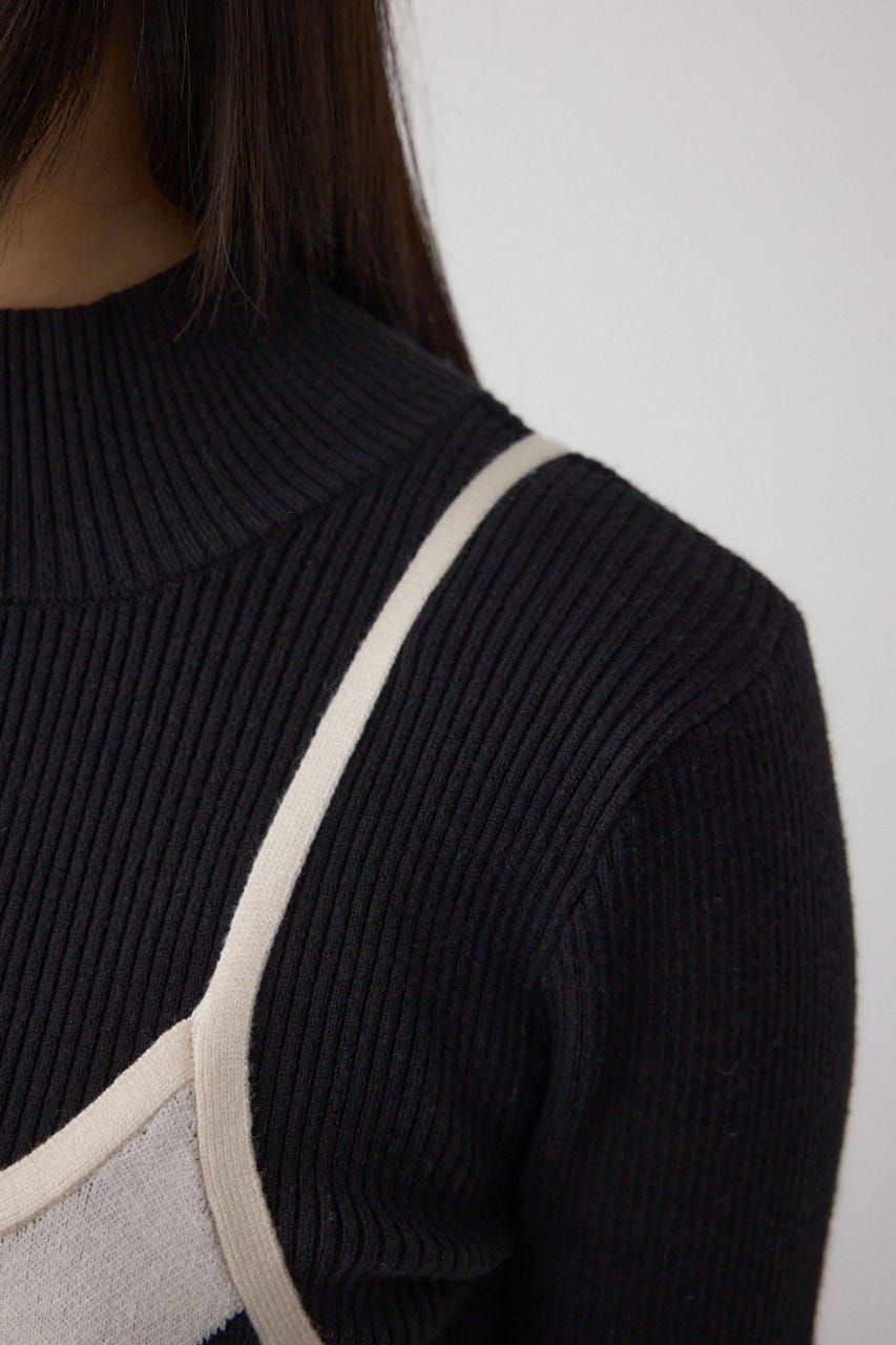 【セットアイテム】ライン柄ニットキャミワンピセット IVOY M