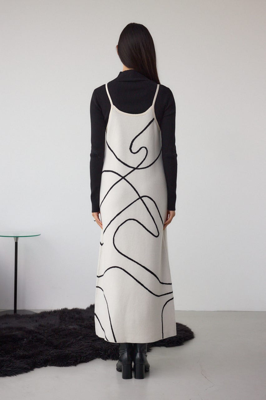 【セットアイテム】ライン柄ニットキャミワンピセット IVOY M