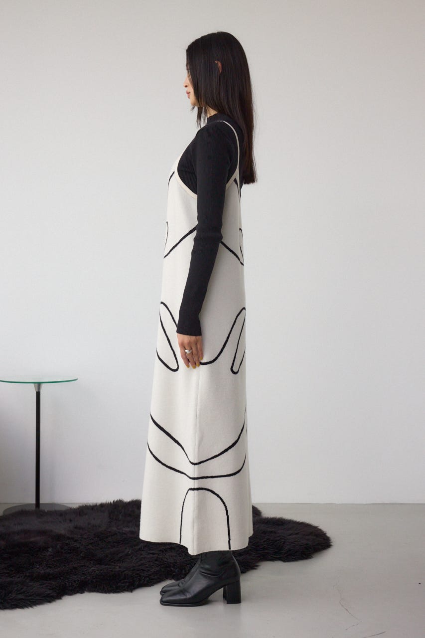 【セットアイテム】ライン柄ニットキャミワンピセット IVOY M