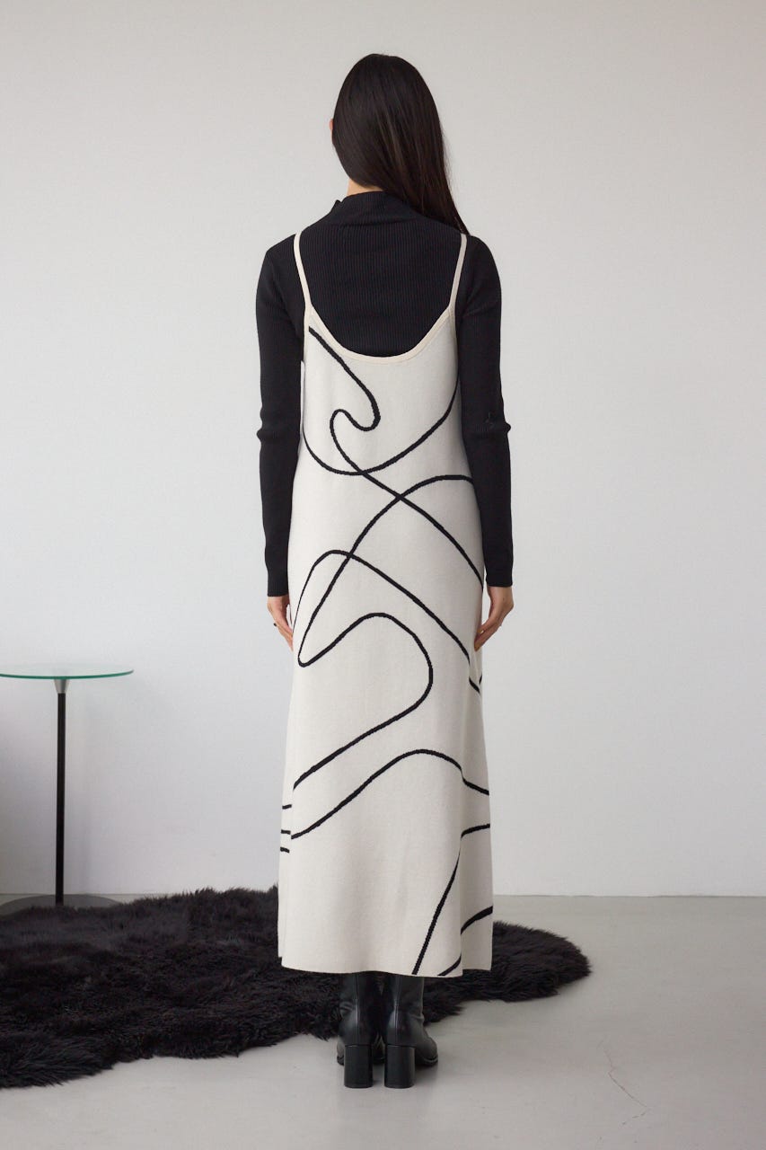 【セットアイテム】ライン柄ニットキャミワンピセット IVOY M