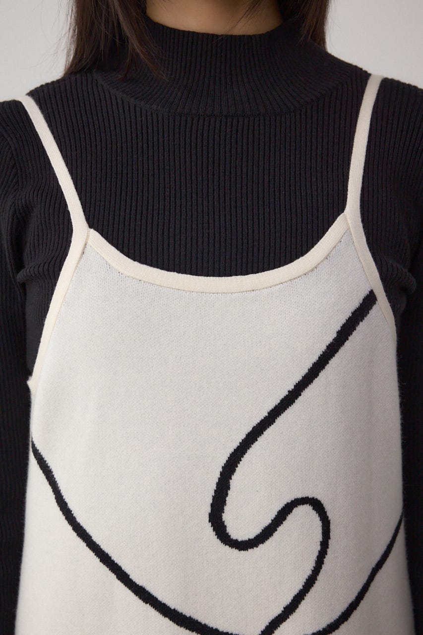 【セットアイテム】ライン柄ニットキャミワンピセット IVOY M