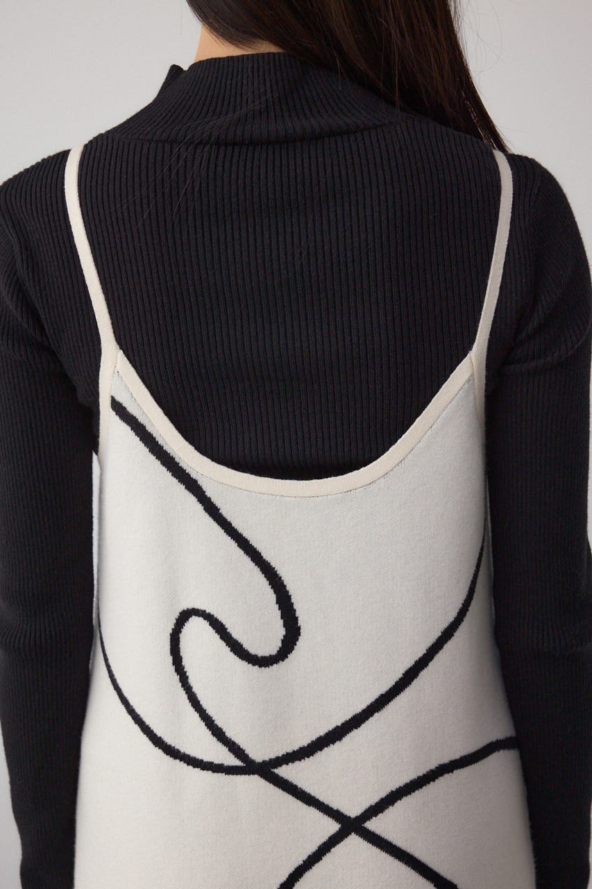 【セットアイテム】ライン柄ニットキャミワンピセット IVOY M