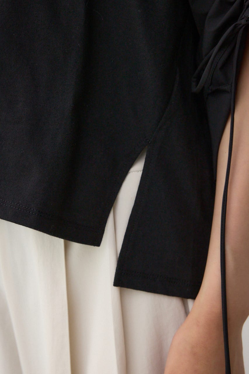 ギャザースリーブカットトップス BLK FREE