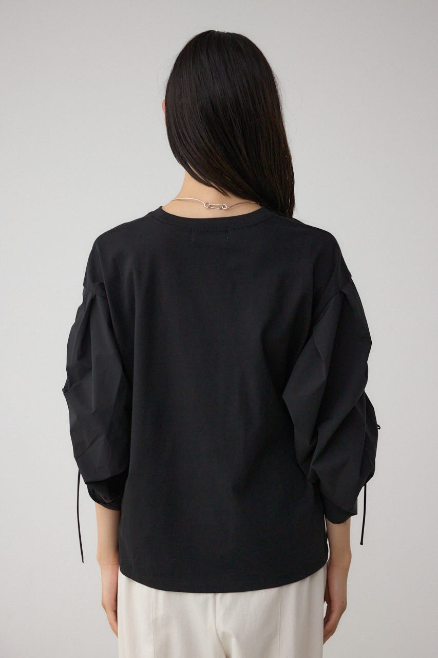 ギャザースリーブカットトップス BLK FREE