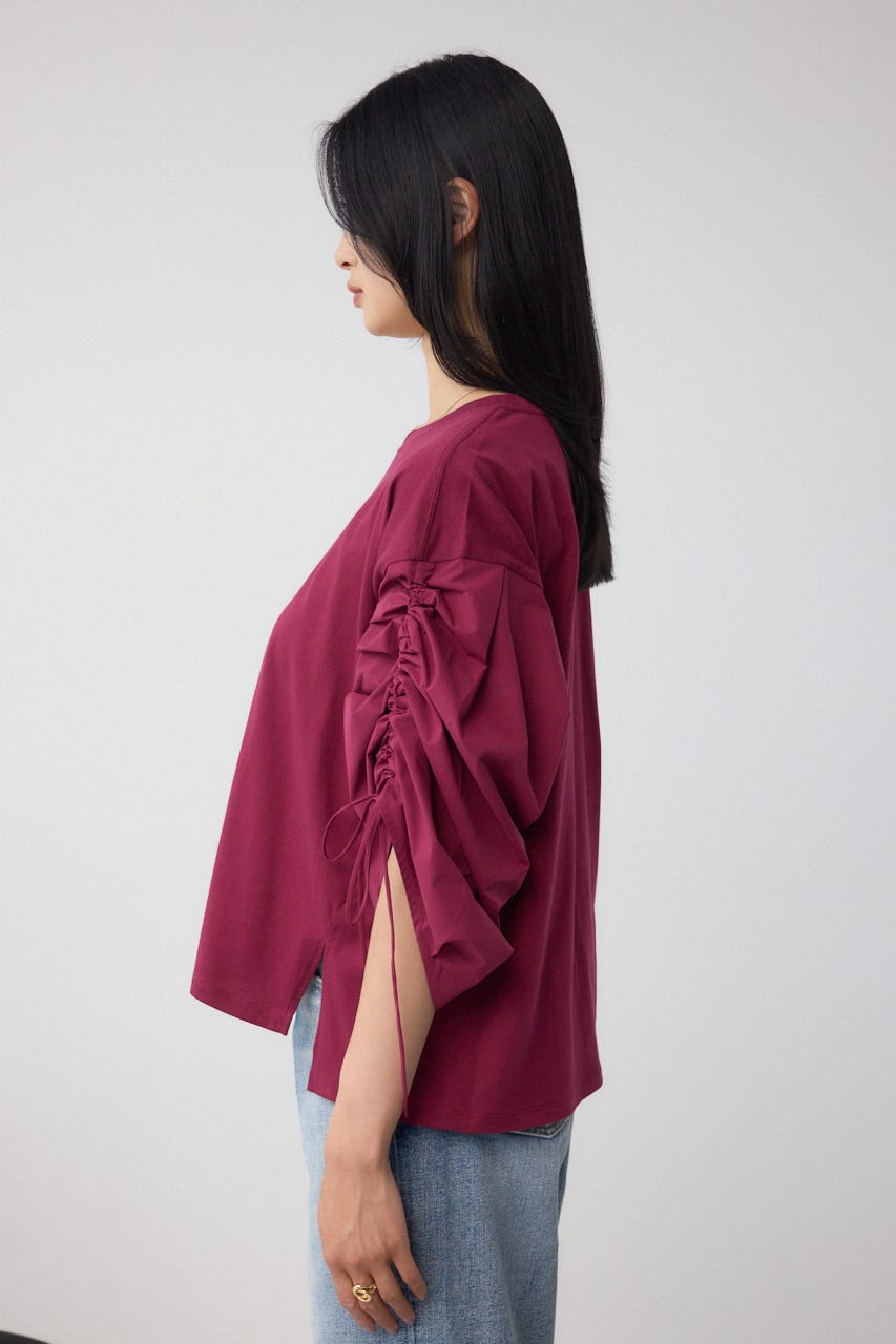 ギャザースリーブカットトップス D/RED FREE