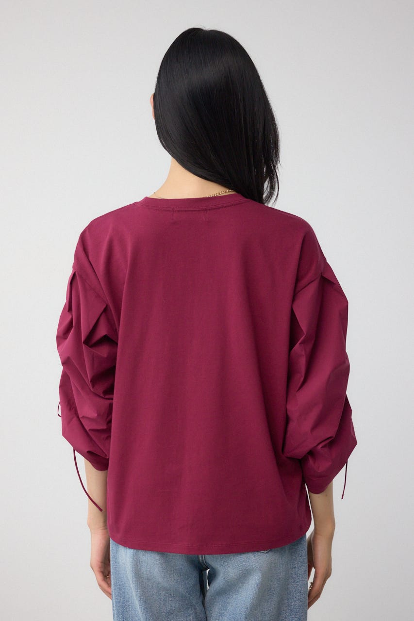 ギャザースリーブカットトップス D/RED FREE