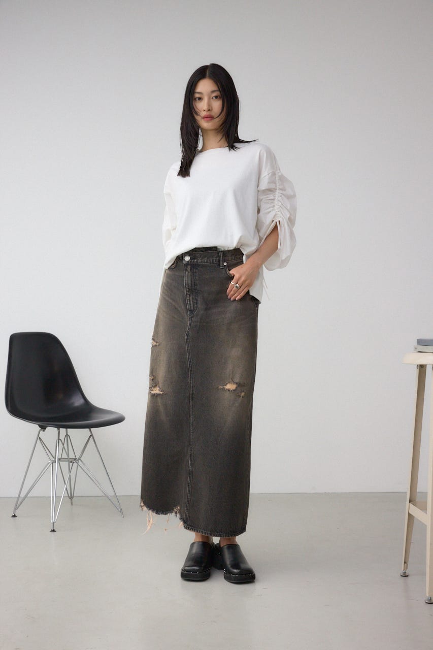 ギャザースリーブカットトップス O/WHT FREE