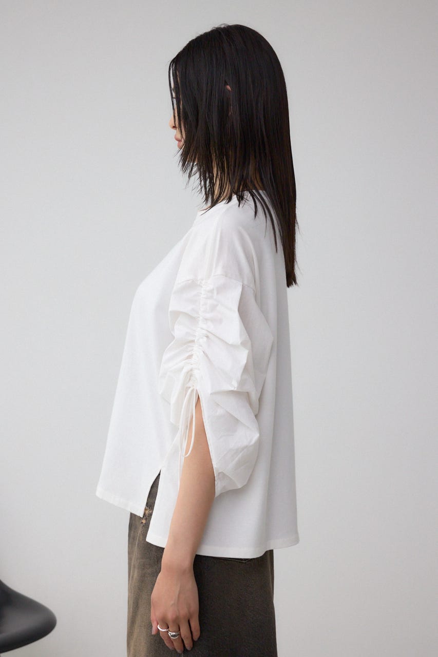 ギャザースリーブカットトップス O/WHT FREE