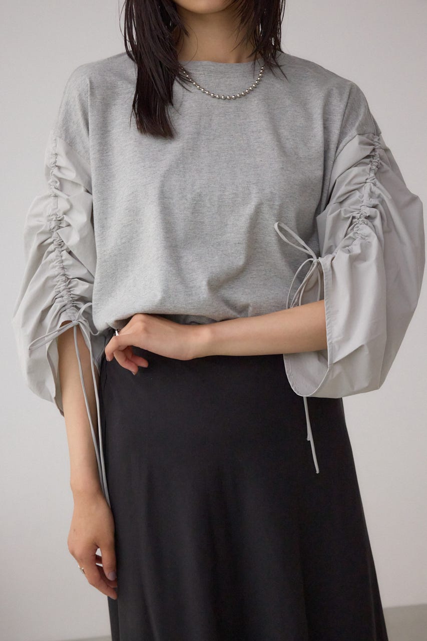 ギャザースリーブカットトップス T.GRY FREE