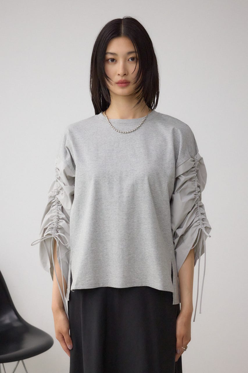 ギャザースリーブカットトップス T.GRY FREE
