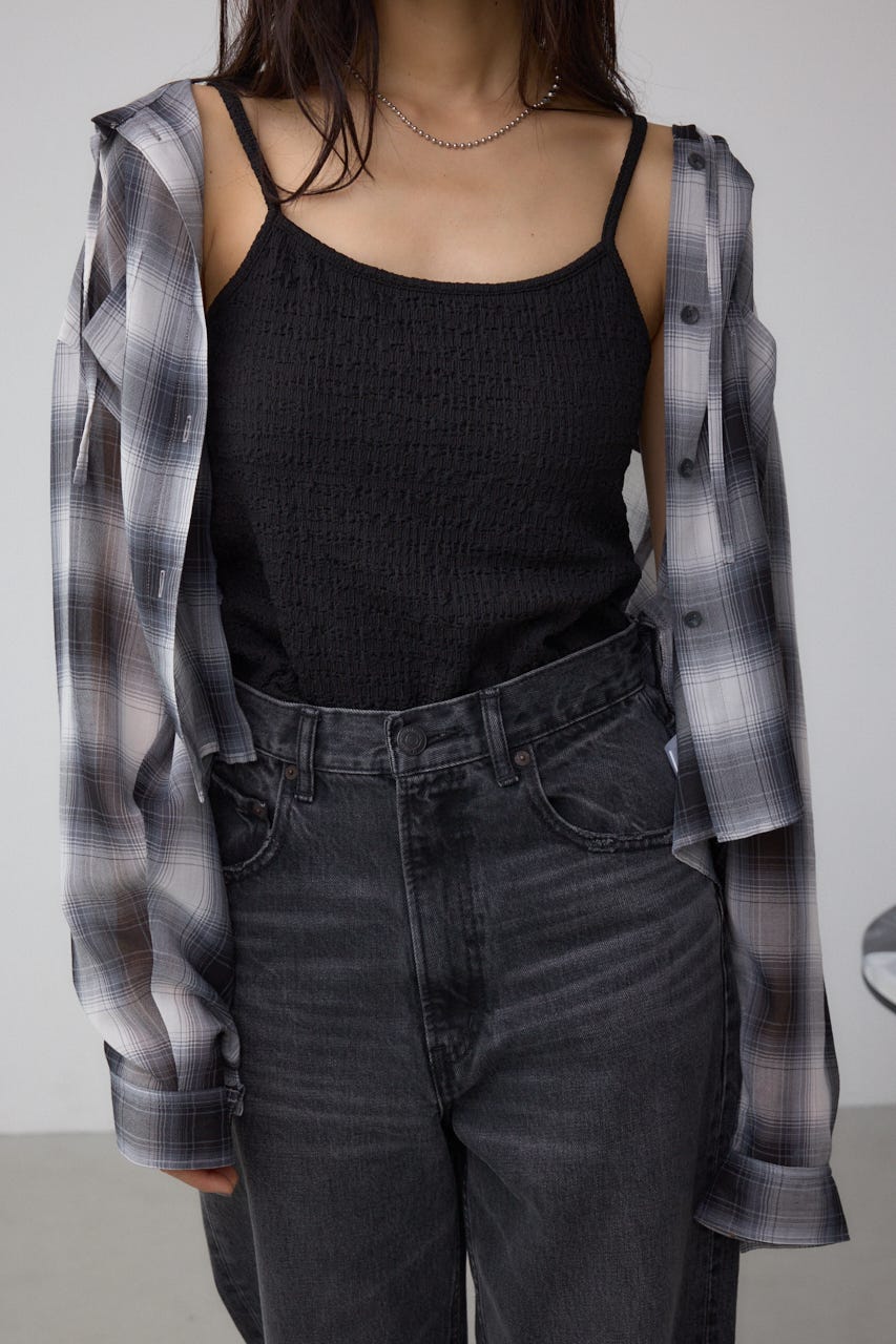 ニュアンスリブキャミソール BLK S