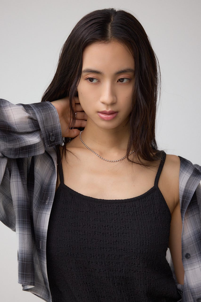 ニュアンスリブキャミソール BLK S