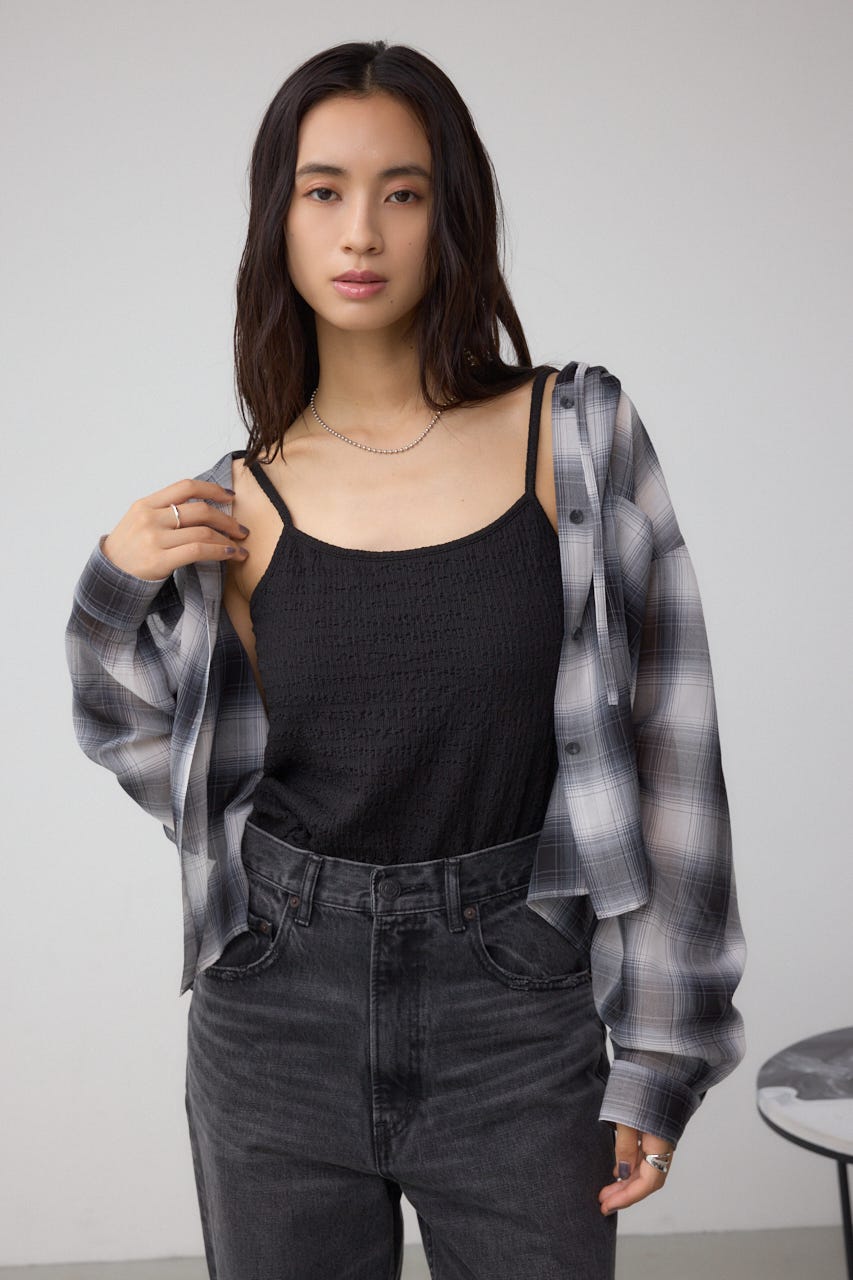 ニュアンスリブキャミソール BLK S