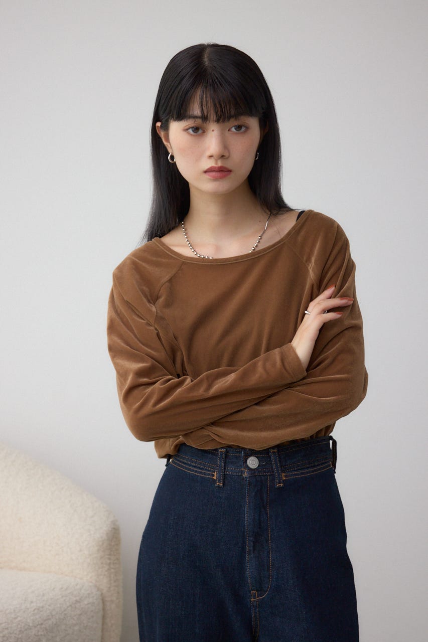 ベロアアシメカットトップス CAM FREE