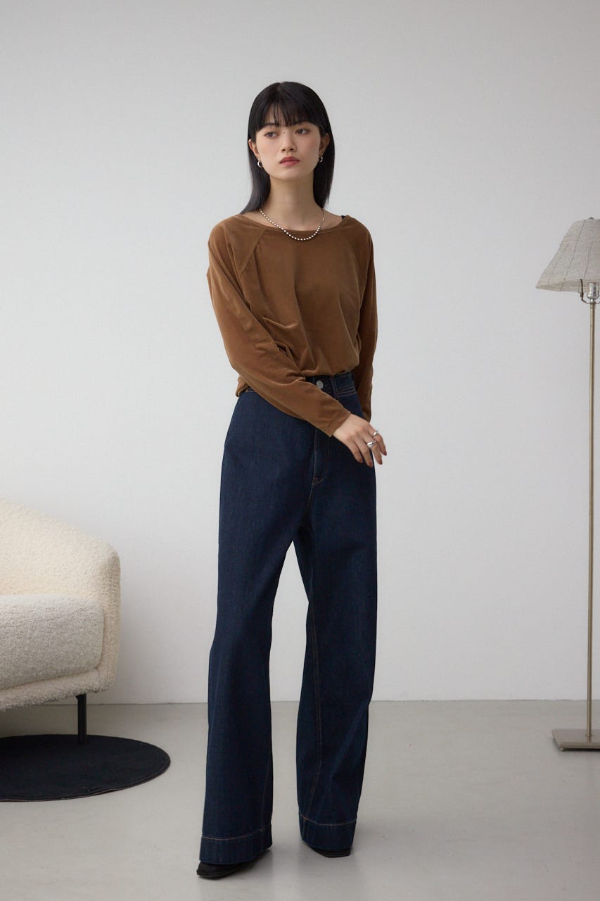 ベロアアシメカットトップス CAM FREE