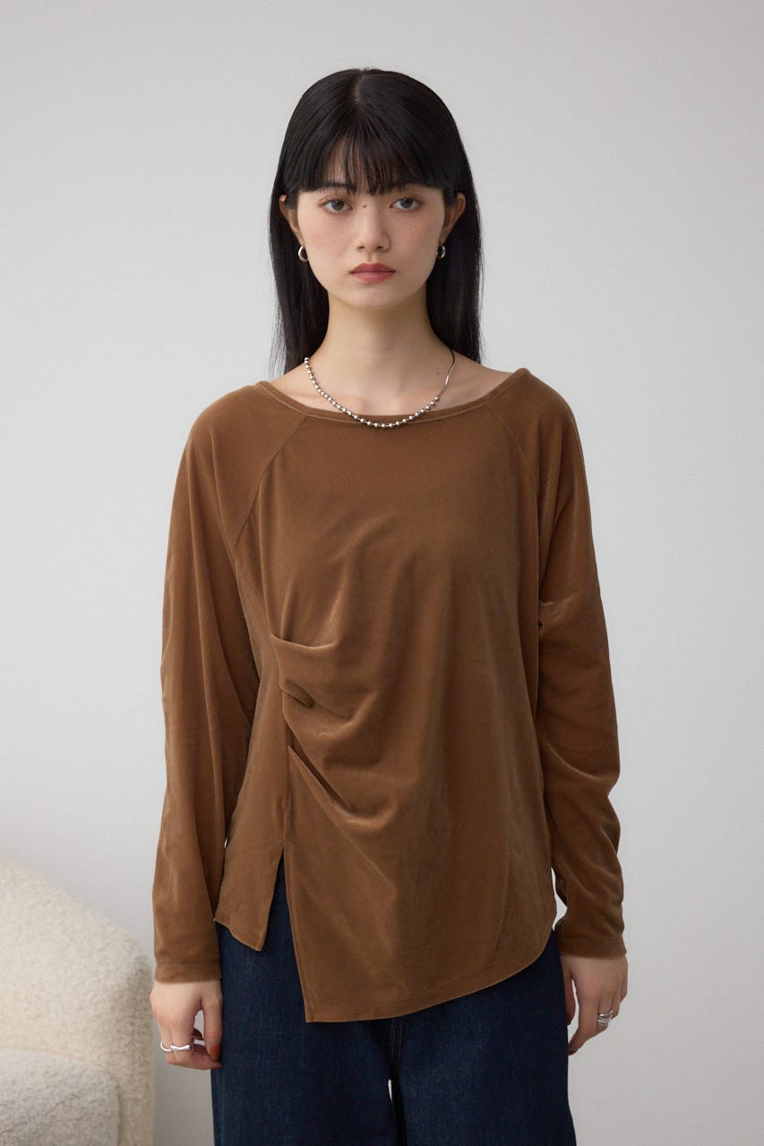 ベロアアシメカットトップス CAM FREE