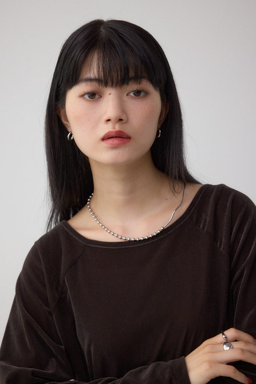 ベロアアシメカットトップス D/BRN FREE