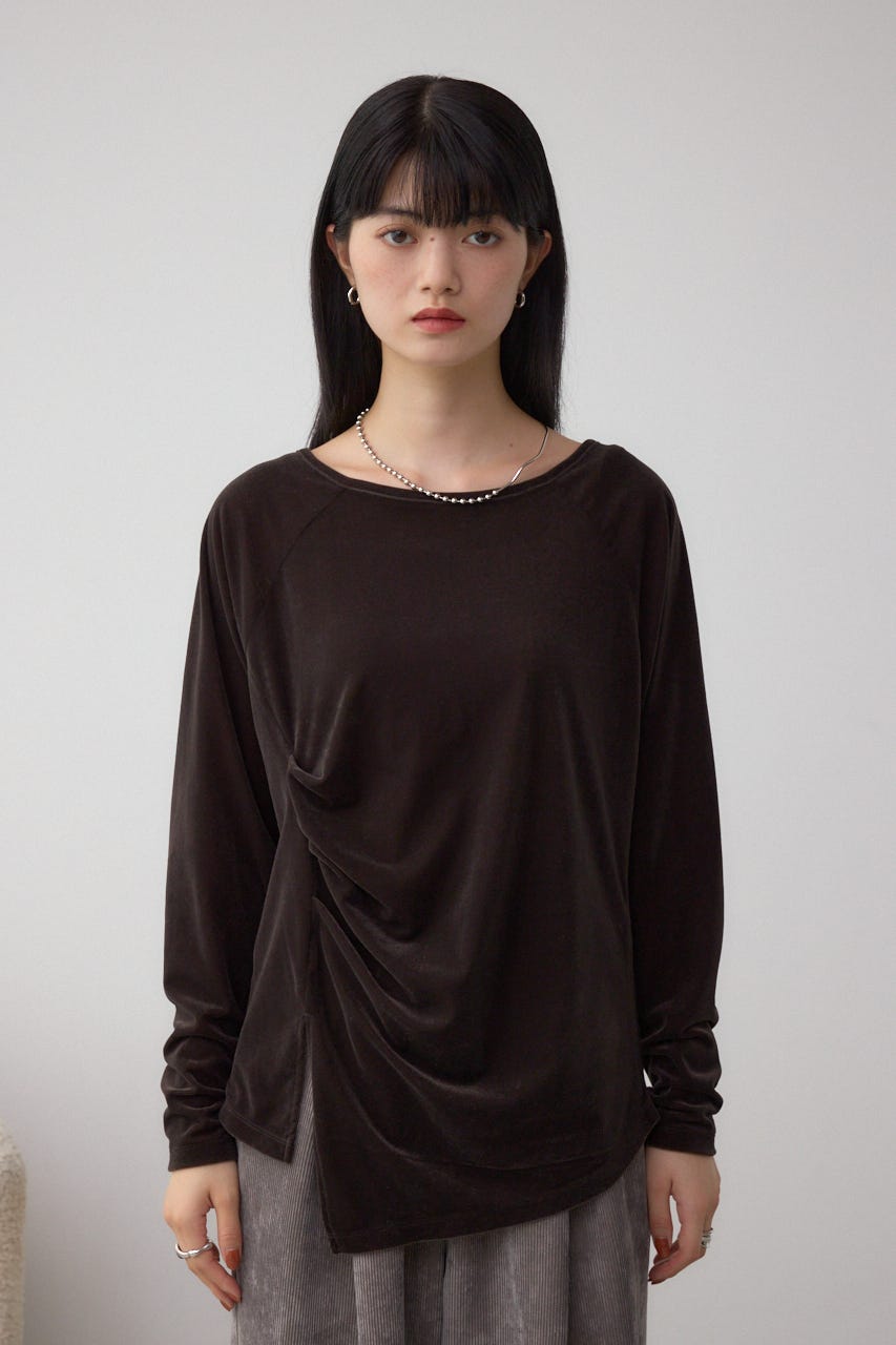 ベロアアシメカットトップス D/BRN FREE