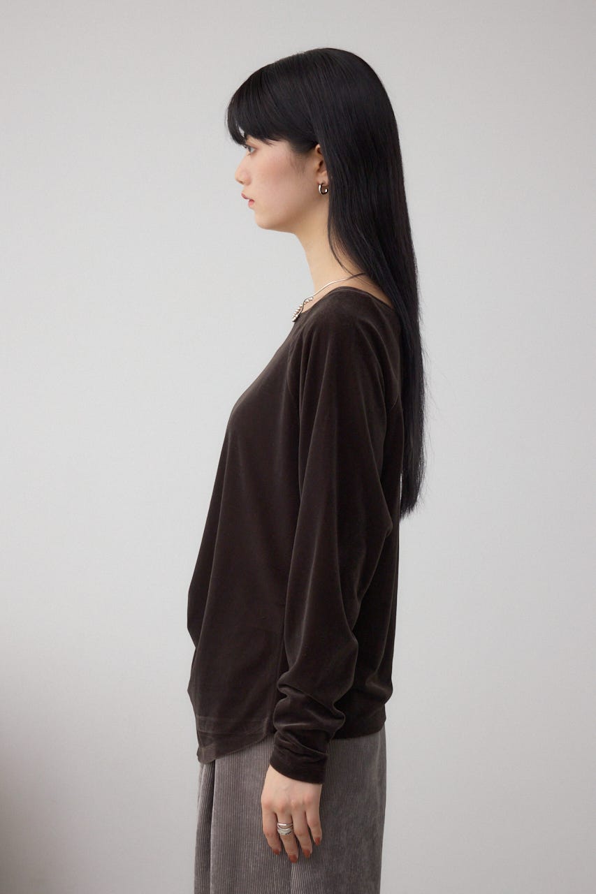 ベロアアシメカットトップス D/BRN FREE