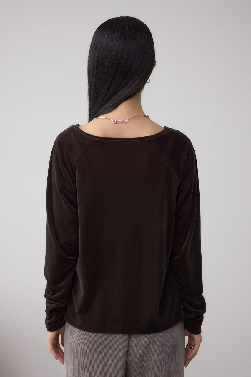 ベロアアシメカットトップス D/BRN FREE