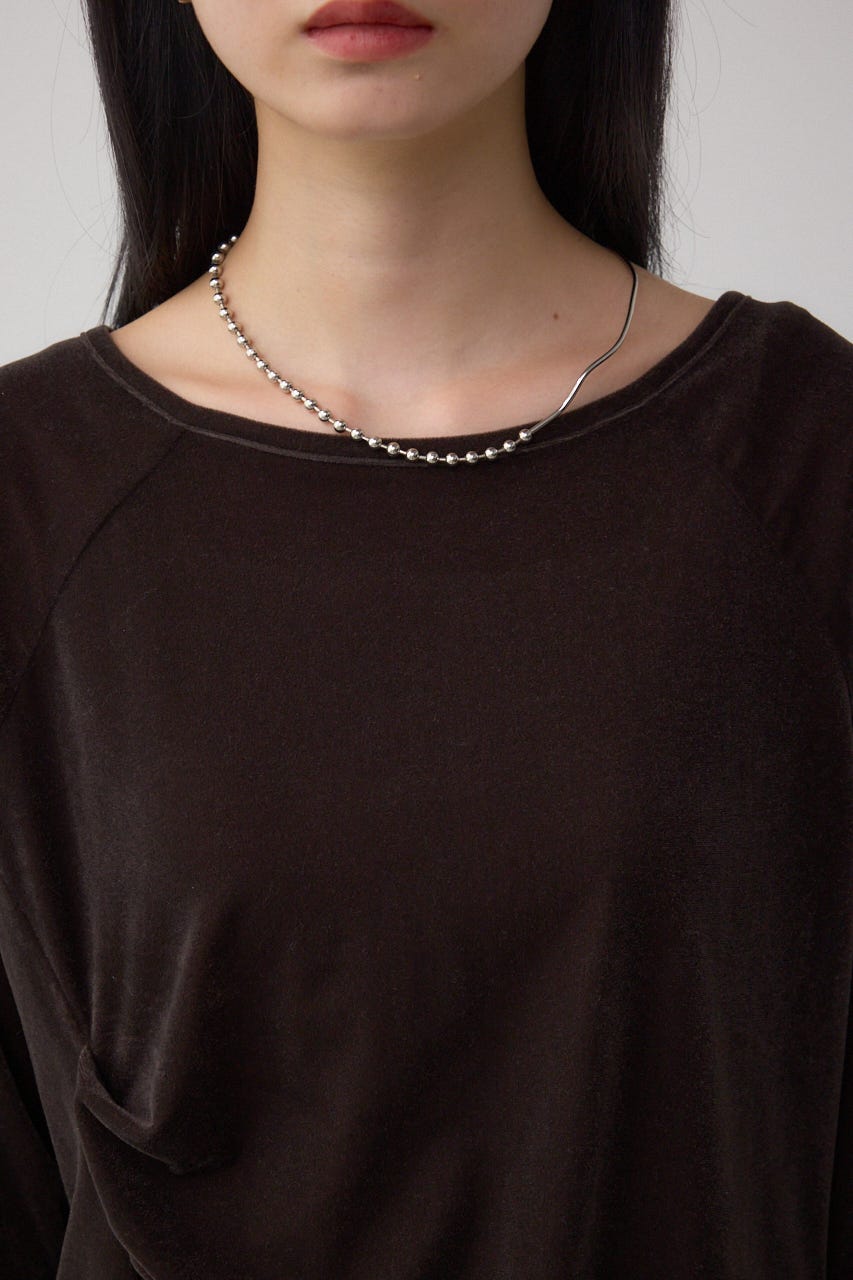 ベロアアシメカットトップス D/BRN FREE