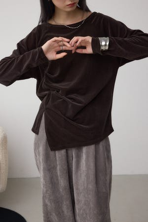 ベロアアシメカットトップス