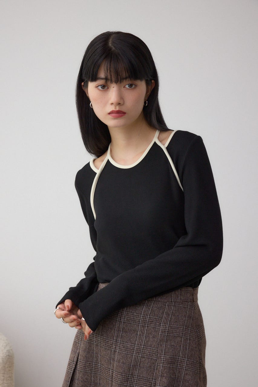 ホルターレイヤードトップス BLK FREE