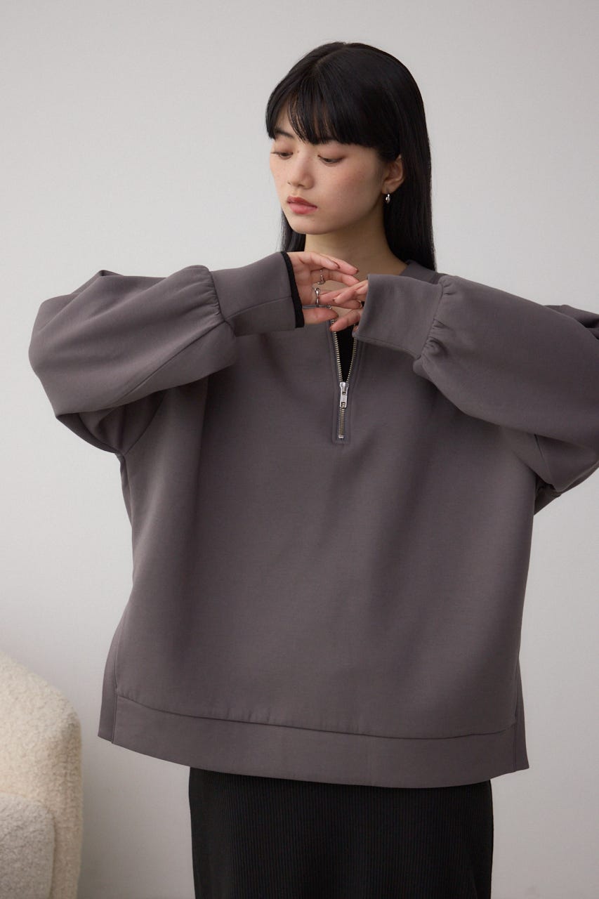 【SET】ハーフジップスウェットワンピース BLK S