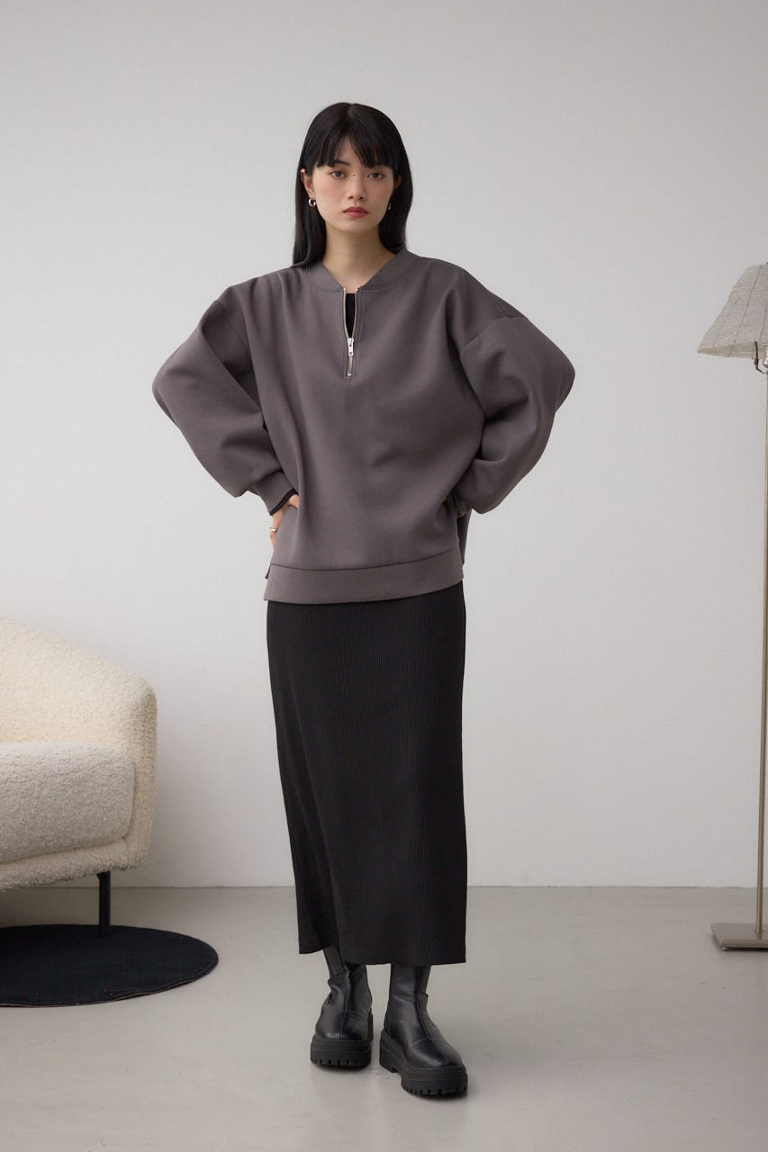 【SET】ハーフジップスウェットワンピース BLK S