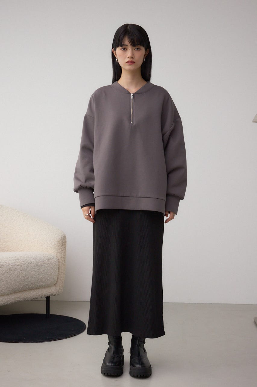 【SET】ハーフジップスウェットワンピース BLK S