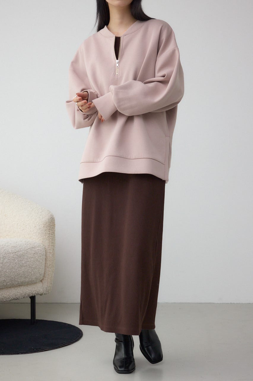 【SET】ハーフジップスウェットワンピース BRN S