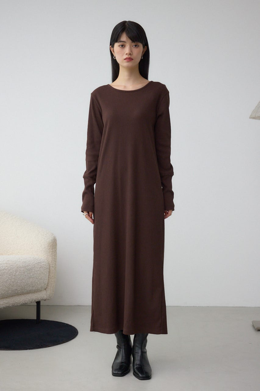 【SET】ハーフジップスウェットワンピース BRN S