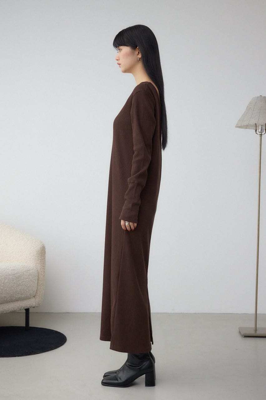 【SET】ハーフジップスウェットワンピース BRN S