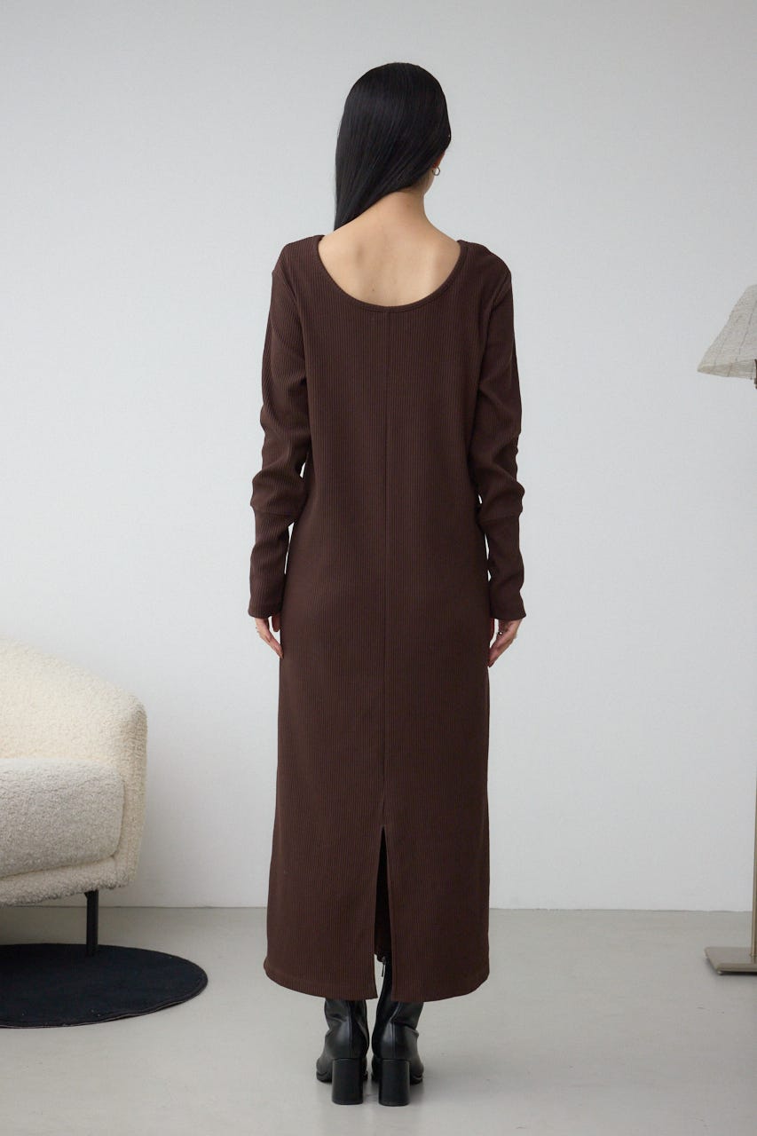 【SET】ハーフジップスウェットワンピース BRN S