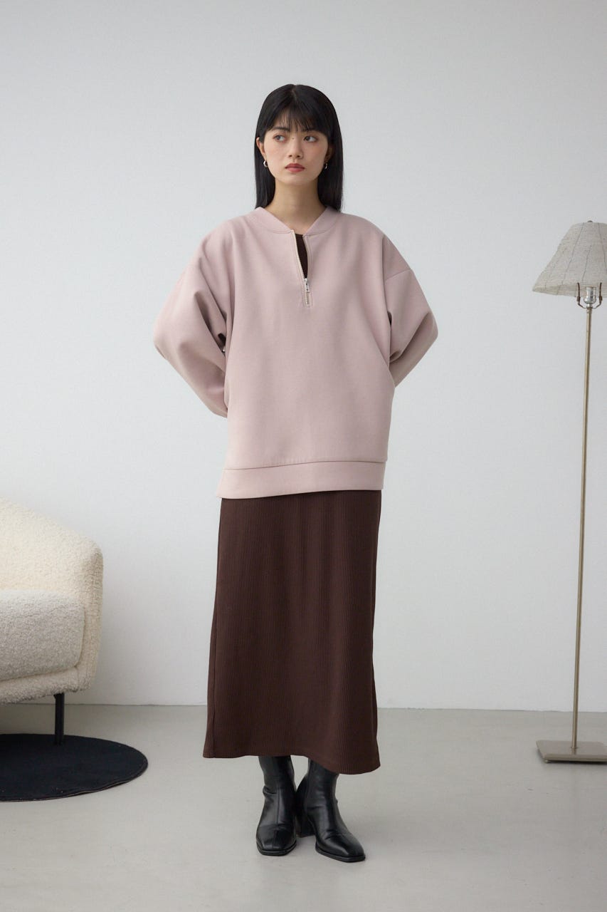 【SET】ハーフジップスウェットワンピース BRN S