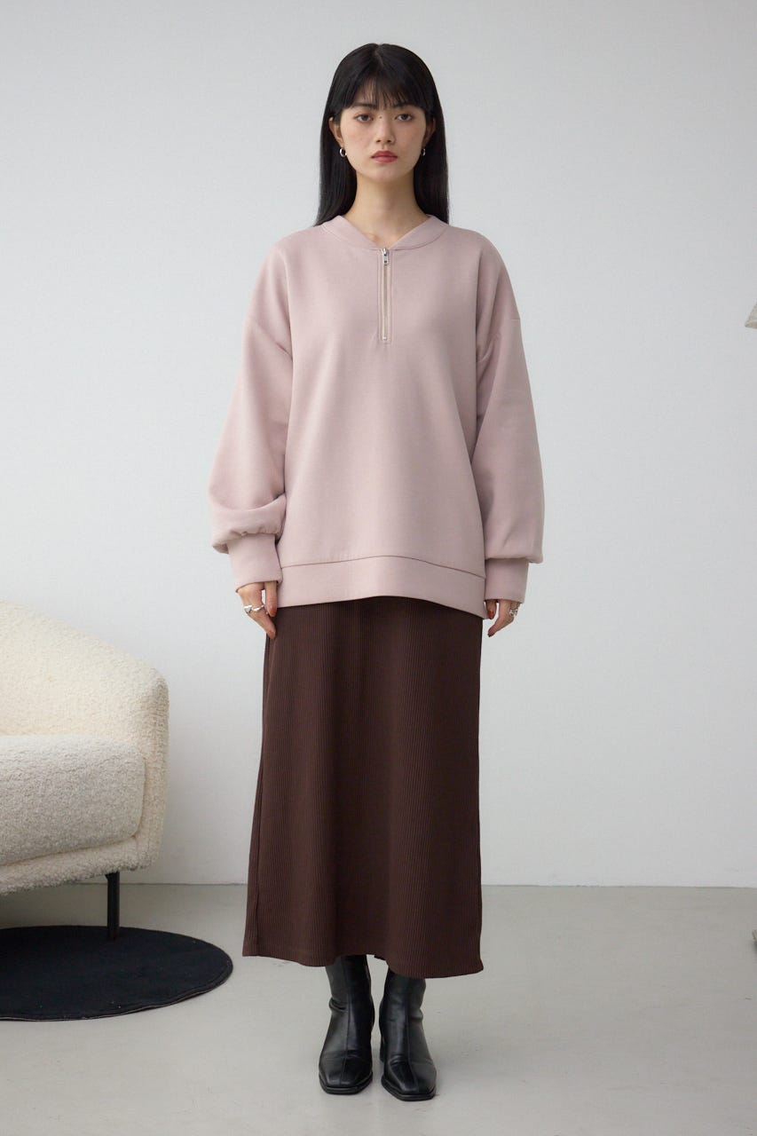 【SET】ハーフジップスウェットワンピース BRN S