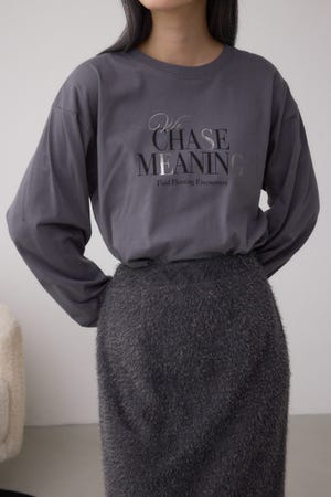 メタリックパーツプリントロングTシャツ