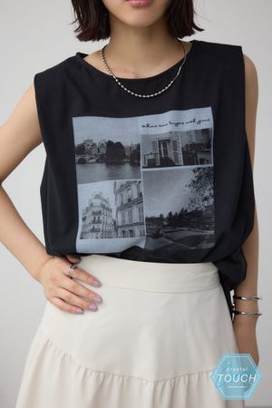 C/T冷感フォトプリントノースリーブTシャツ