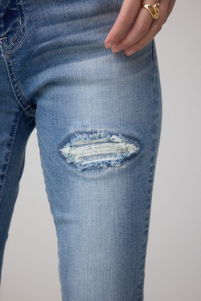 AZUL DENIM ハイウエストボタンリペアスキニー BLU XS