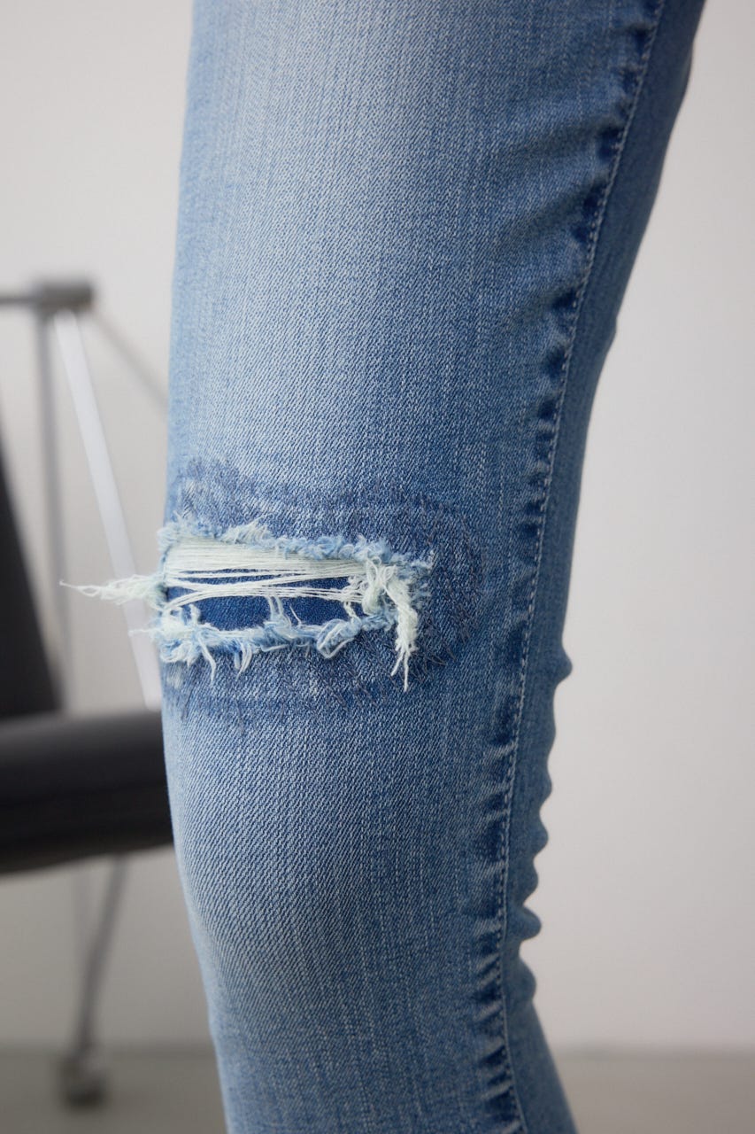 AZUL DENIM ハイウエストボタンリペアスキニー BLU XS