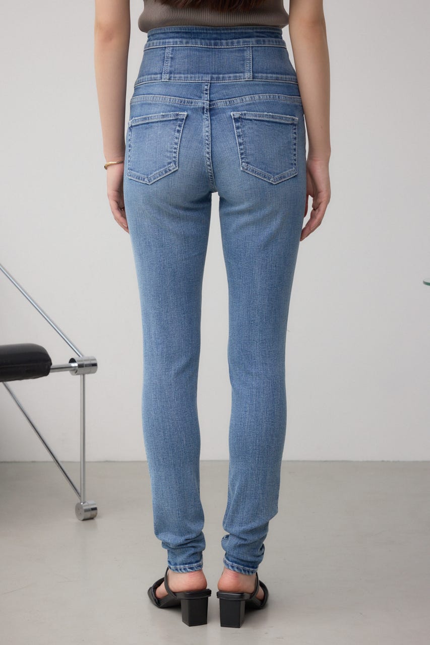 AZUL DENIM ハイウエストボタンリペアスキニー BLU XS
