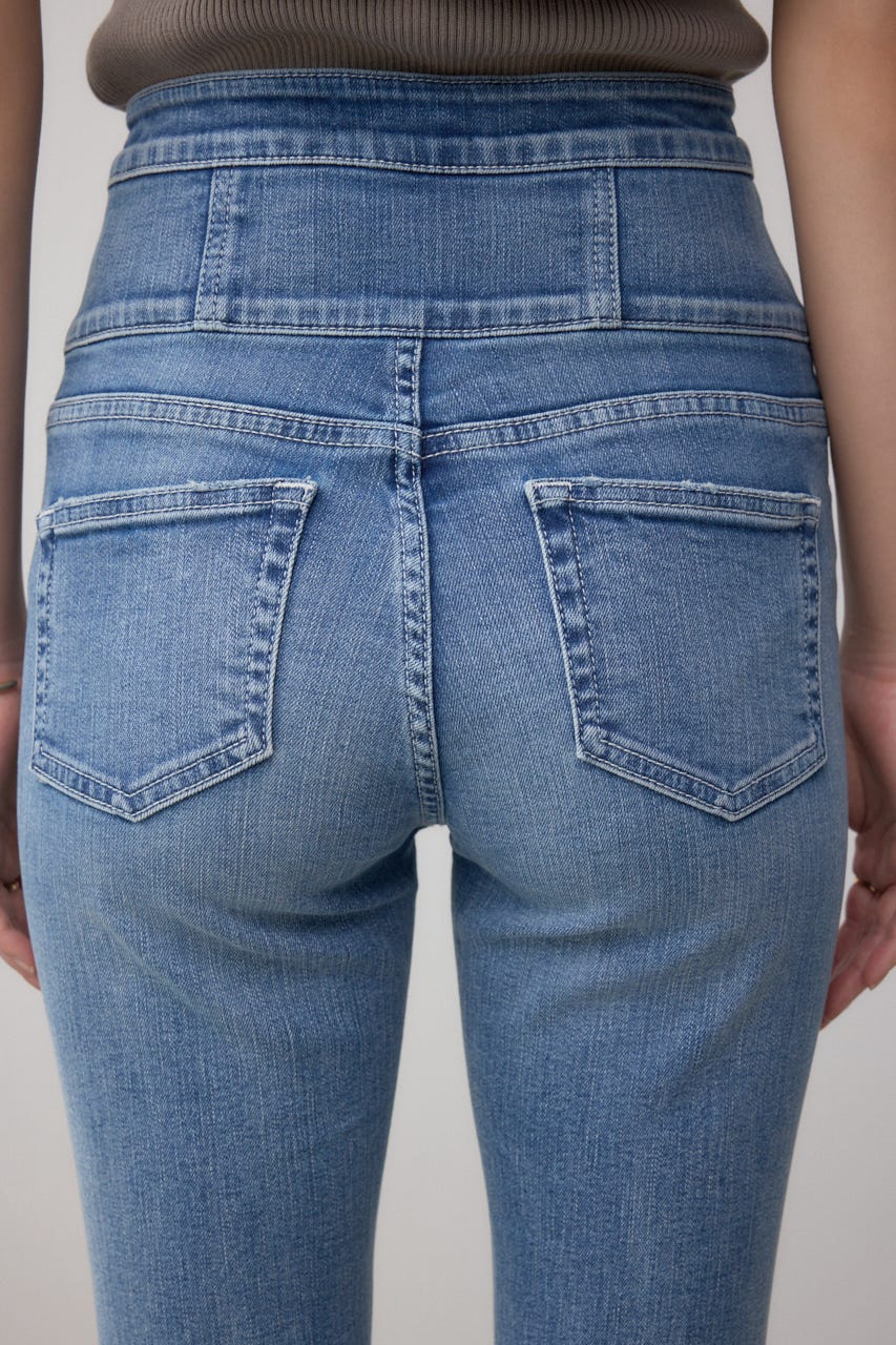 AZUL DENIM ハイウエストボタンリペアスキニー BLU XS