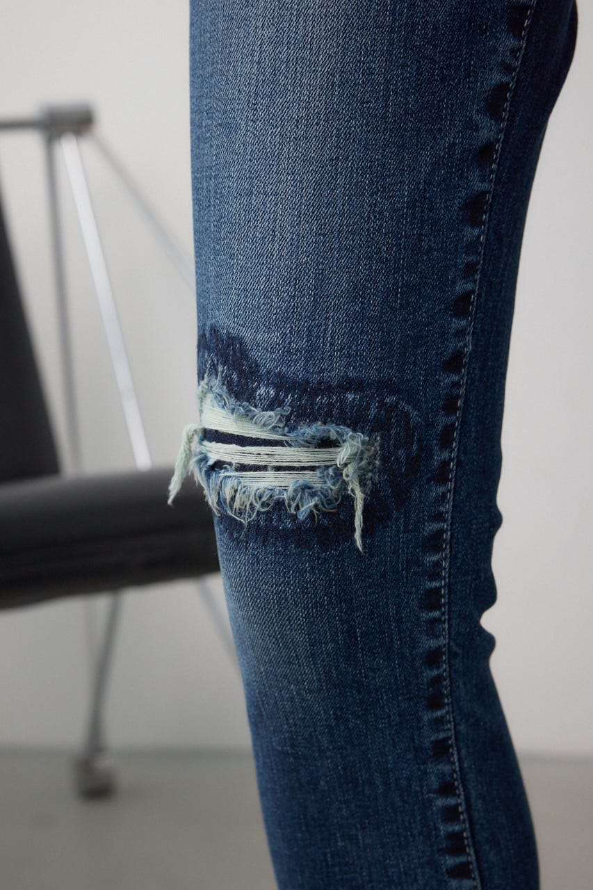 AZUL DENIM ハイウエストボタンリペアスキニー D/BLU M