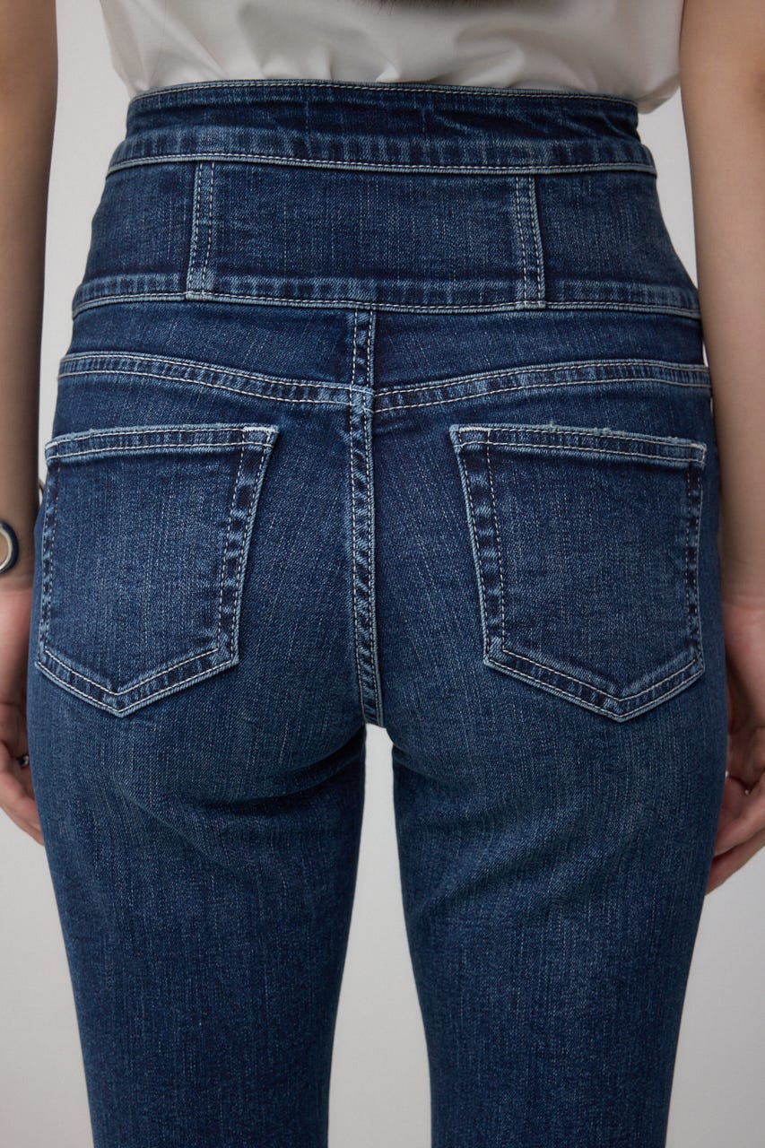 AZUL DENIM ハイウエストボタンリペアスキニー D/BLU M