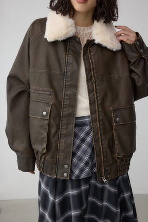 MADEウォルタースエードブルゾン mj10044-Short Microfur Volume Neck Stand Blouson ブルゾン