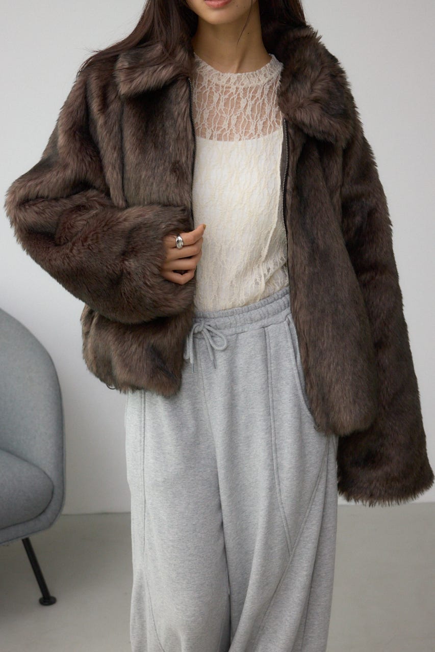 【美品】MOUSSY ファーコート AZUL BY MOUSSY | ジップアップファーコート (コート ) |SHEL