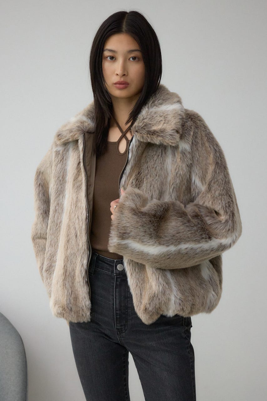 moussy アウター AZUL BY MOUSSY | ジップアップファーコート (コート ) |SHEL