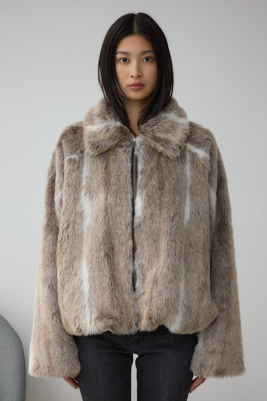AZUL by moussy エコファーコート AZUL BY MOUSSY ショールカラーエコファーコート ライトブルー