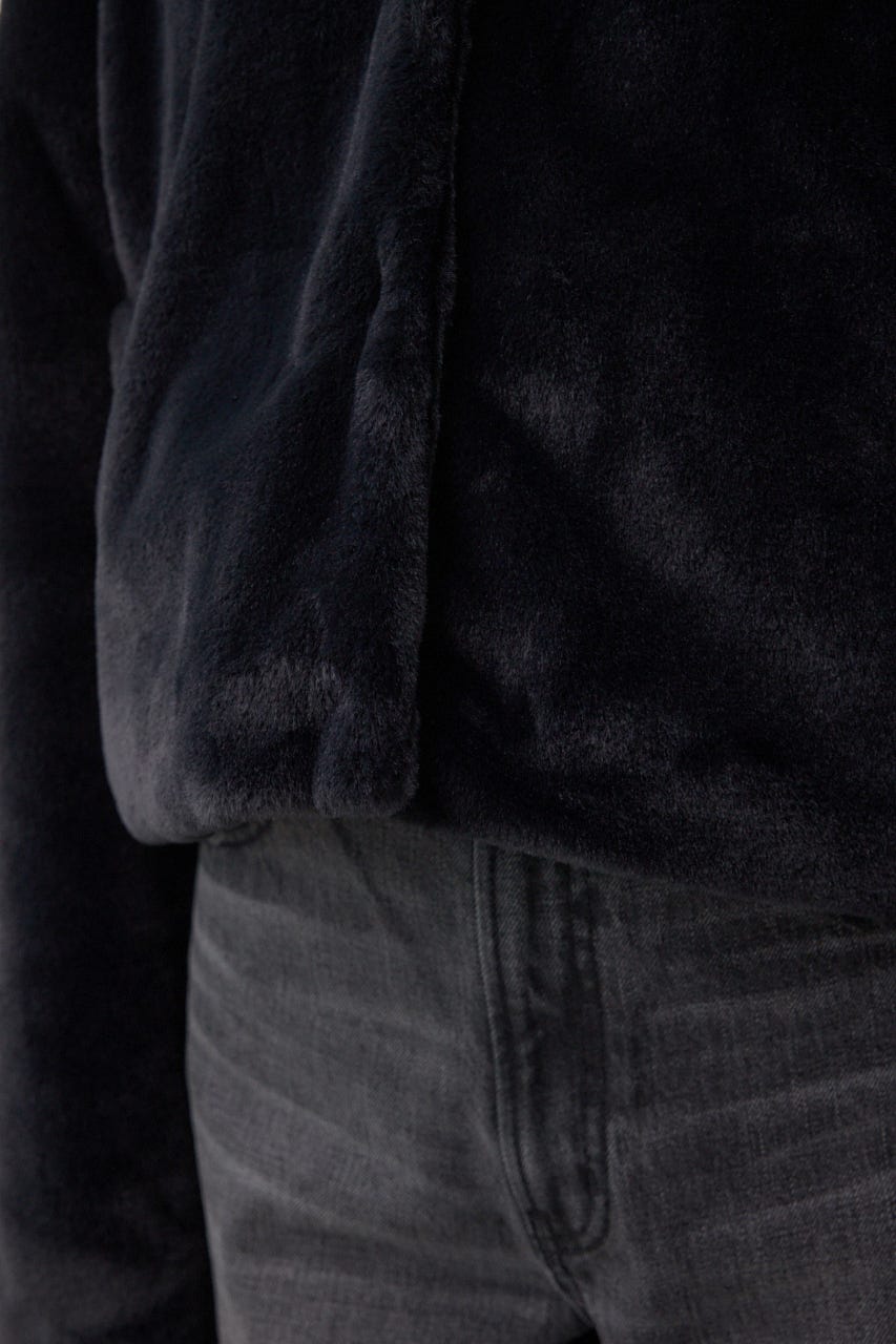 スタンド2WAYファーショートコート BLK S